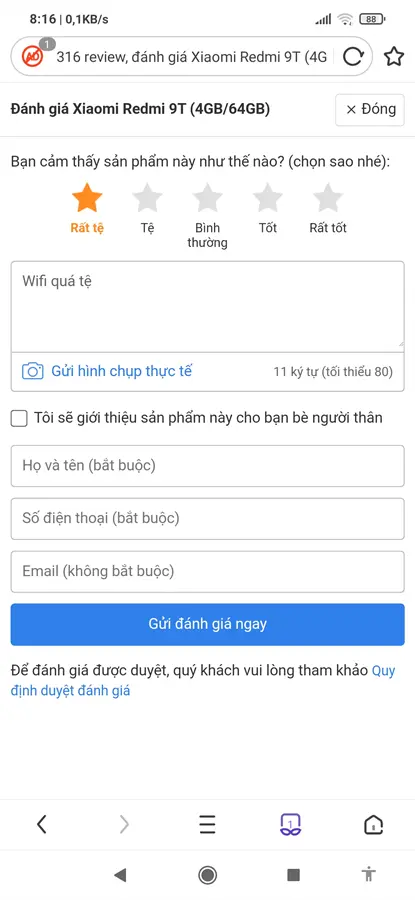 Khách hàng review Điện thoại Xiaomi Redmi 9T (4GB/64GB) 26