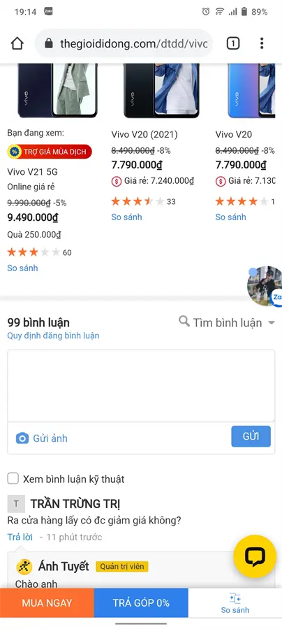 Khách hàng review Điện thoại Vivo V21 5G 7