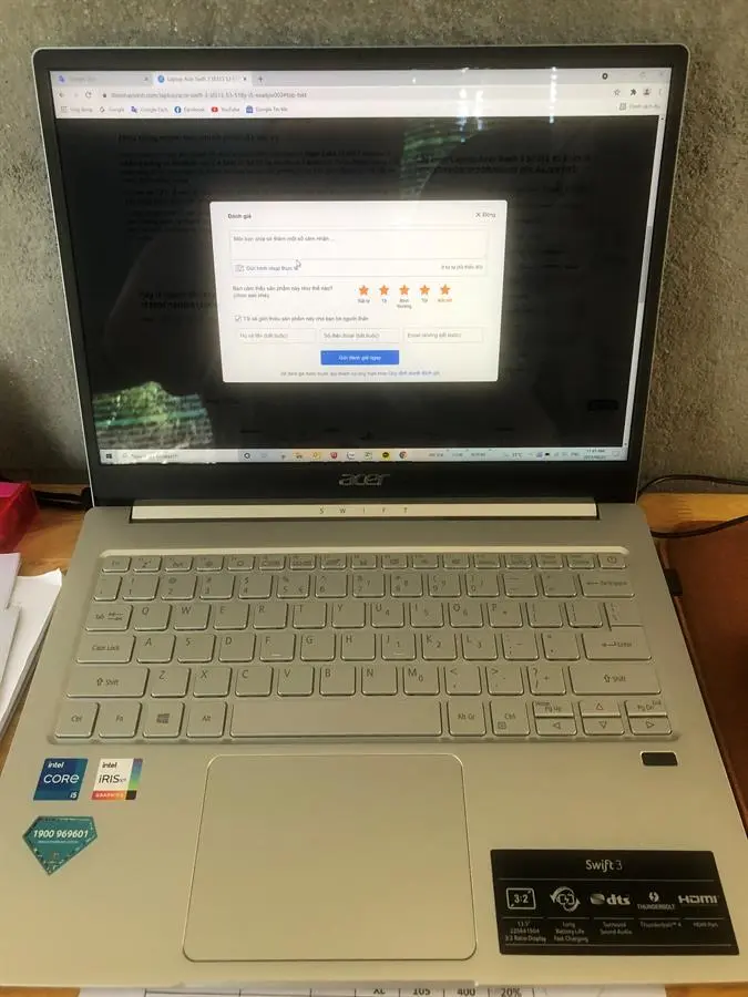 Khách hàng review Laptop Acer Swift 3 SF313 53 518Y i5 1135G7/16GB/512GB/Win10 (NX.A4JSV.003) 2
