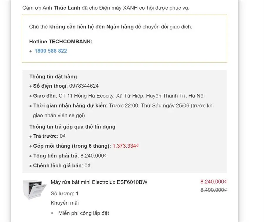 Khách hàng review Máy rửa chén mini Electrolux ESF6010BW 49