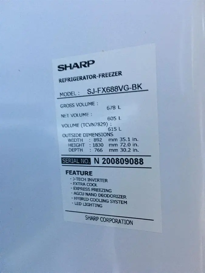 Khách hàng review Tủ lạnh Sharp Inverter 605 lít Multi Door SJ-FX688VG-BK 6