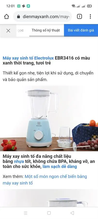 Khách hàng review Máy xay sinh tố đa năng Electrolux EBR3416 4