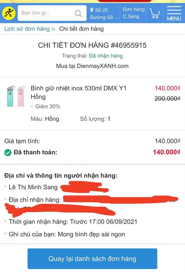 Khách hàng review Bình giữ nhiệt inox 530 ml DMX Y1 2