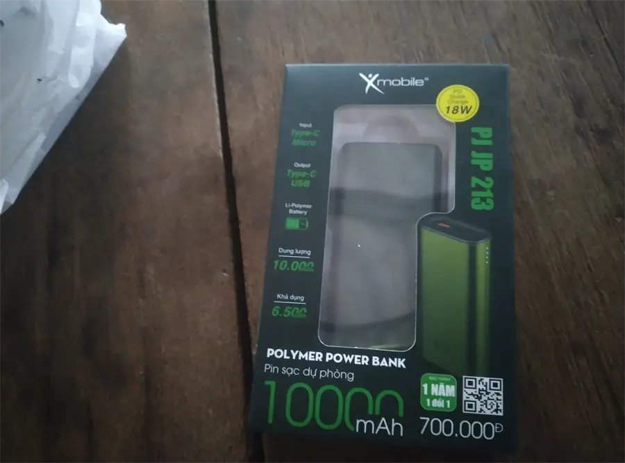 Khách hàng review Pin sạc dự phòng Polymer 10.000 mAh Type C PD QC3.0 18W Xmobile PowerSlim PJ JP213 36