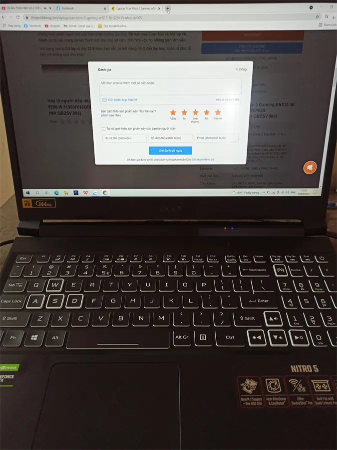 hách hàng review Laptop Acer Nitro 5 Gaming AN515 56 5256 i5 11300H/16GB/512GB/4GB GTX1650/144Hz/Win10 (NH.QBZSV.005) 6