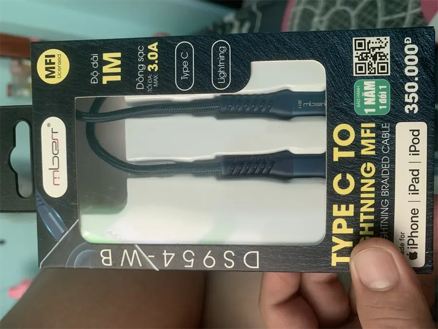 Khách hàng review Cáp Type C - Lightning MFI 1m Mbest DS954 2