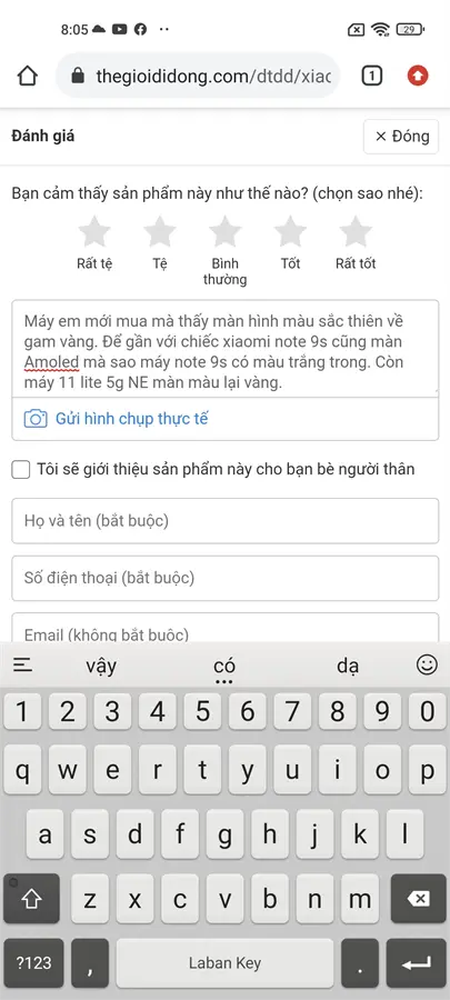 Khách hàng review Điện thoại Xiaomi 11 Lite 5G NE 34