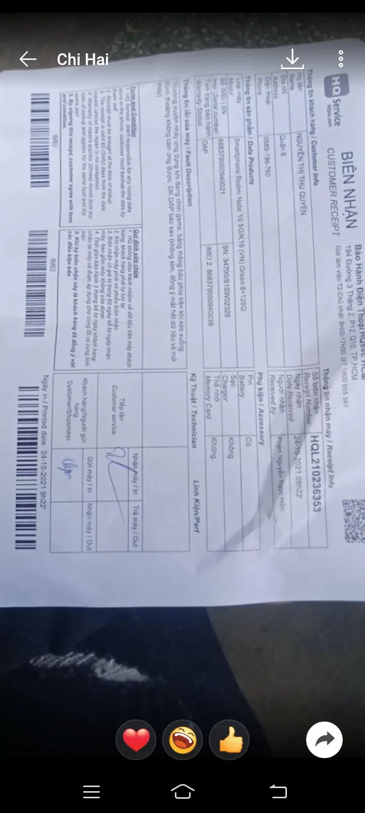 Khách hàng review Điện thoại Xiaomi Redmi Note 10 5G 8GB 2