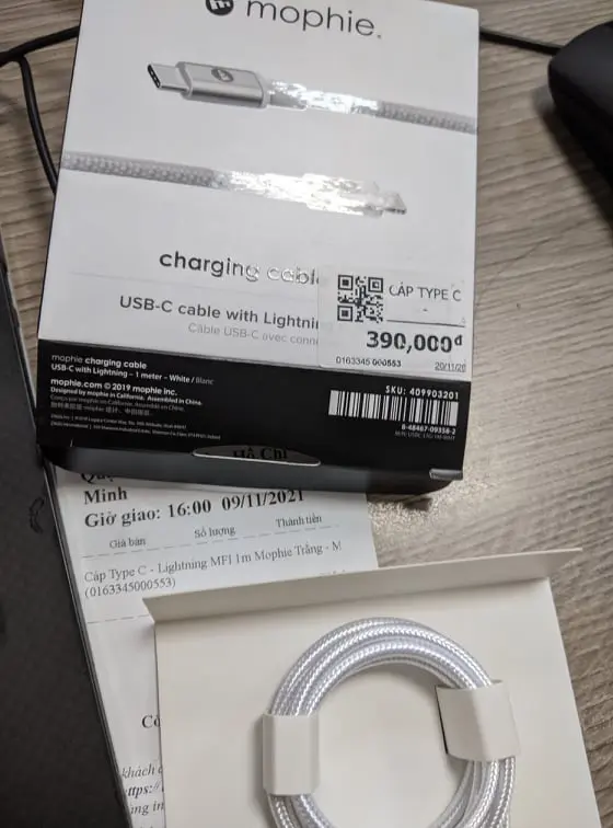 Khách hàng review Cáp Type C - Lightning MFI 1m Mophie 2