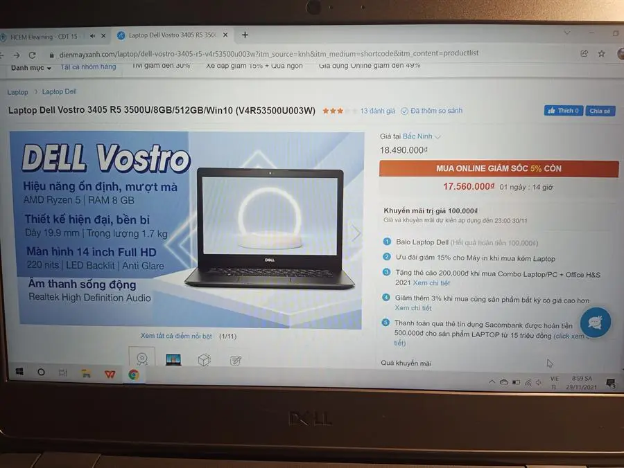 Khách hàng review Laptop Dell Vostro 3405 R5 3500U/8GB/512GB/Win10 (V4R53500U003W) 1