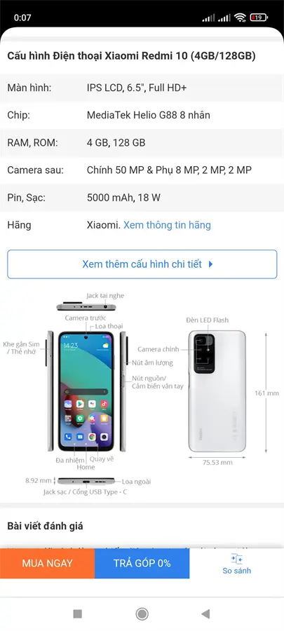 Khách hàng review Điện thoại Xiaomi Redmi 10 (4GB/128GB) 5