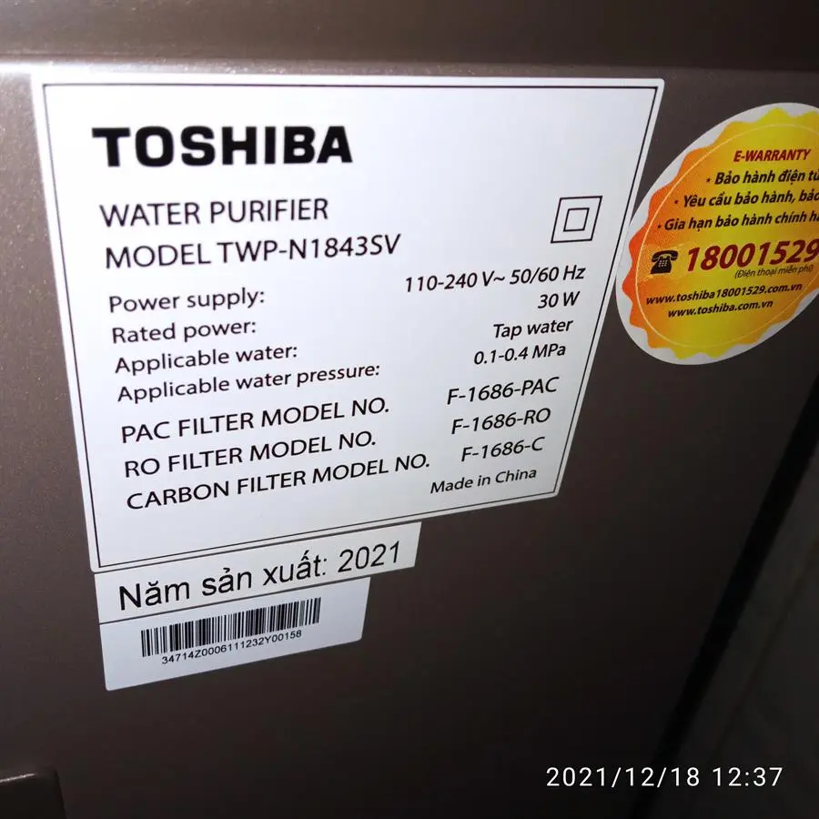 Khách hàng review Máy lọc nước RO Toshiba TWP-N1843SV 3 lõi 10