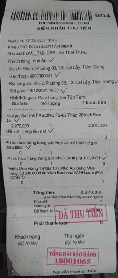Khách hàng review Xe Đạp Trẻ Em Fascino FS-02 20 inch 4