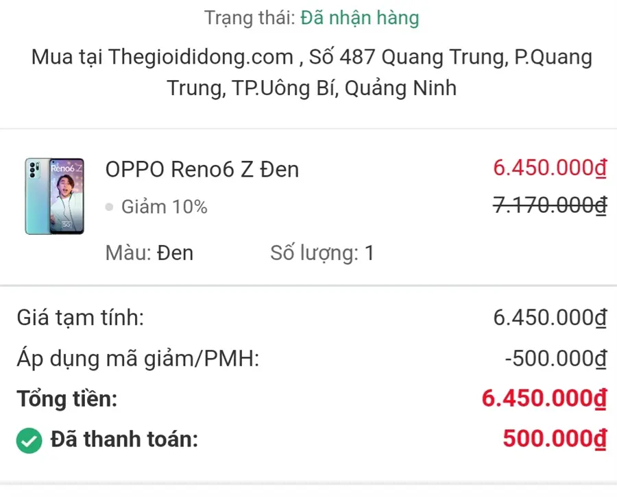 Khách hàng review Điện thoại OPPO Reno6 Z 5G 8