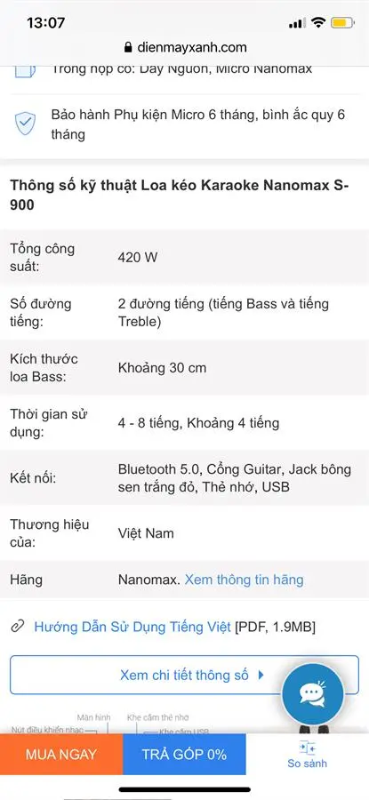 Khách hàng review Loa kéo karaoke Nanomax S-900 420W 10