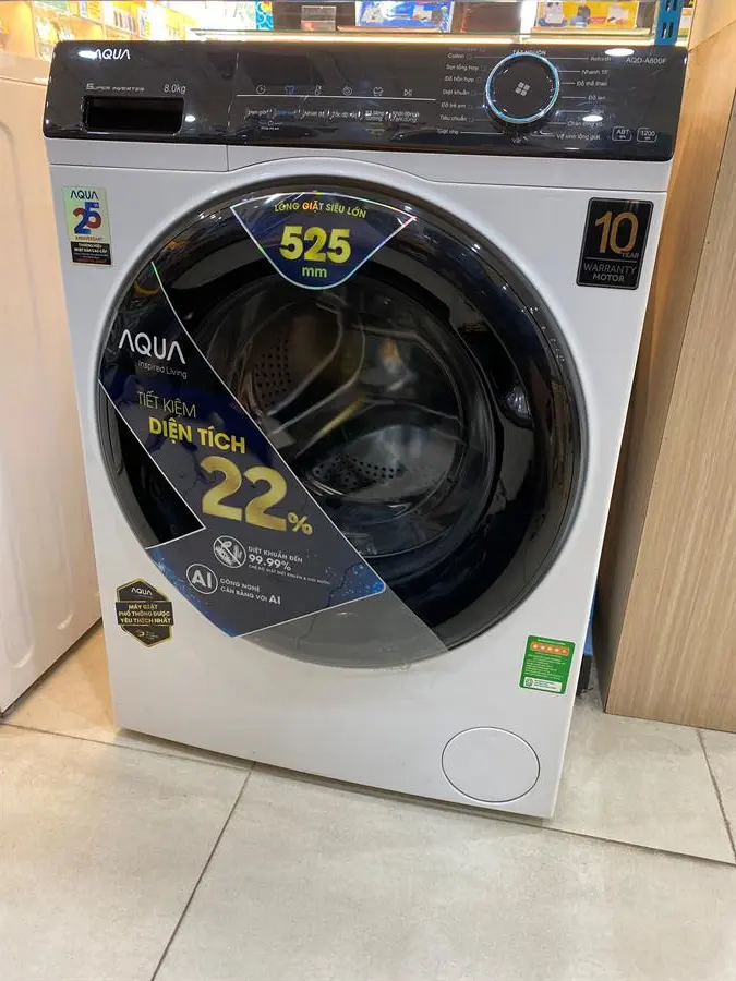 Khách hàng review Máy giặt Aqua Inverter 8 KG AQD-A800F W 48