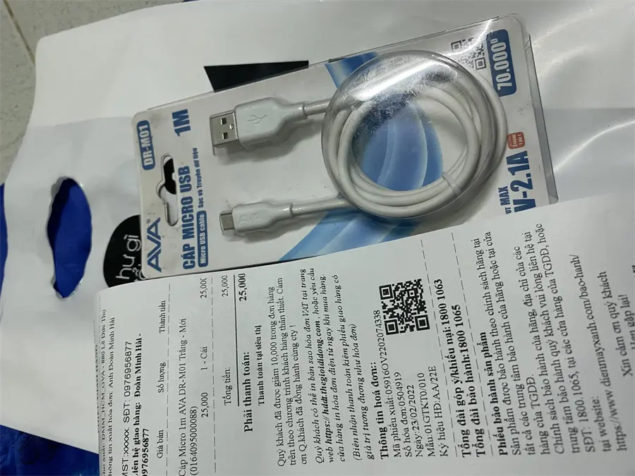 Khách hàng review Cáp Micro USB 1m AVA DR-M01 5