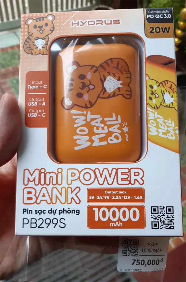 Khách hàng review Pin sạc dự phòng 10000mAh Type C PD QC3.0 Hydrus PB299S 12