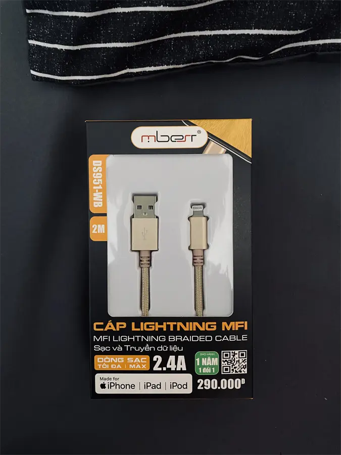 Khách hàng review Cáp sạc và truyền dữ liệu USB-A - Lightning 12W 2m Mbest DS951-WB 17