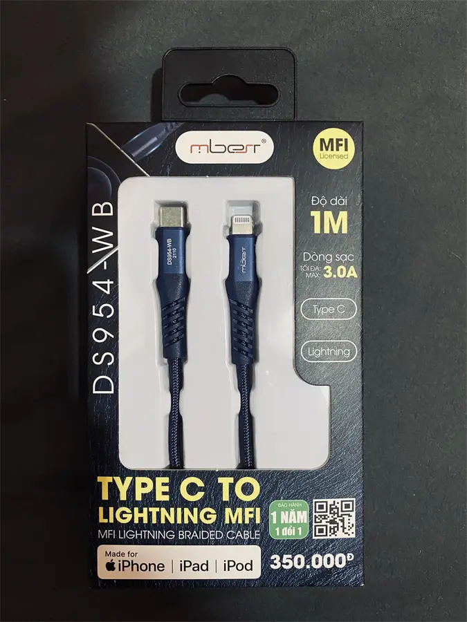Khách hàng review Cáp Type C - Lightning MFI 1m Mbest DS954 1
