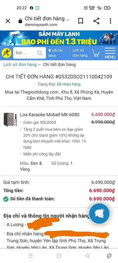 Khách hàng review Loa kéo karaoke Mobell MK-6080 500W 16
