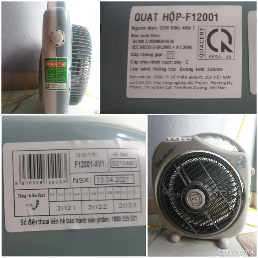 Khách hàng review Quạt hộp Asia F12001 7