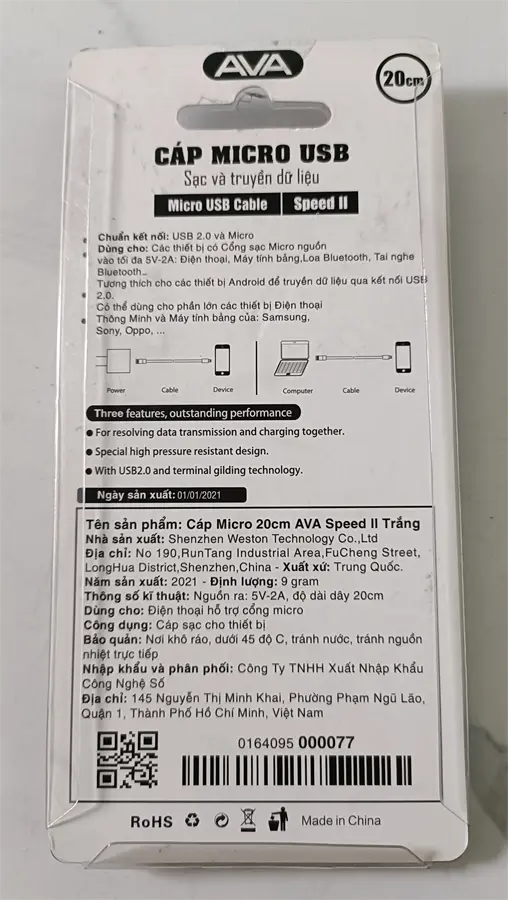 Khách hàng review Cáp Micro USB 0.2m AVA Speed II 8