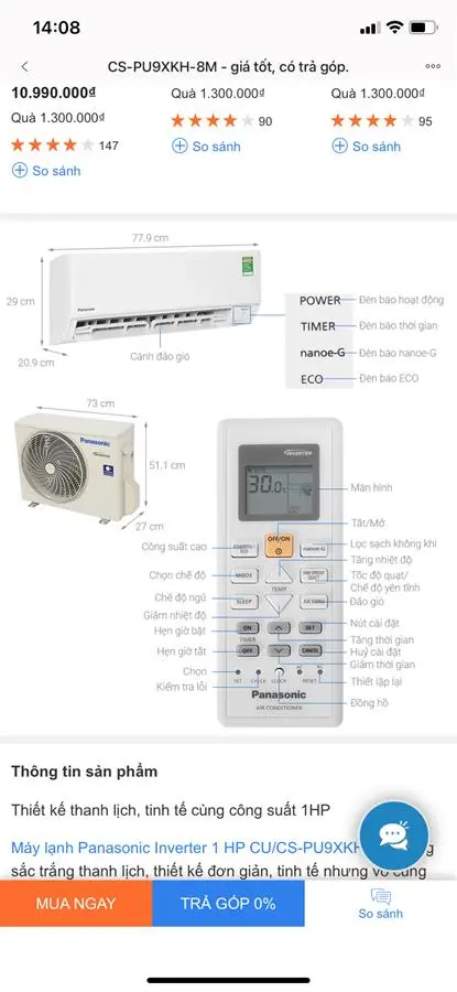 Khách hàng review Máy lạnh Panasonic Inverter 1 HP CU/CS-PU9XKH-8M 76