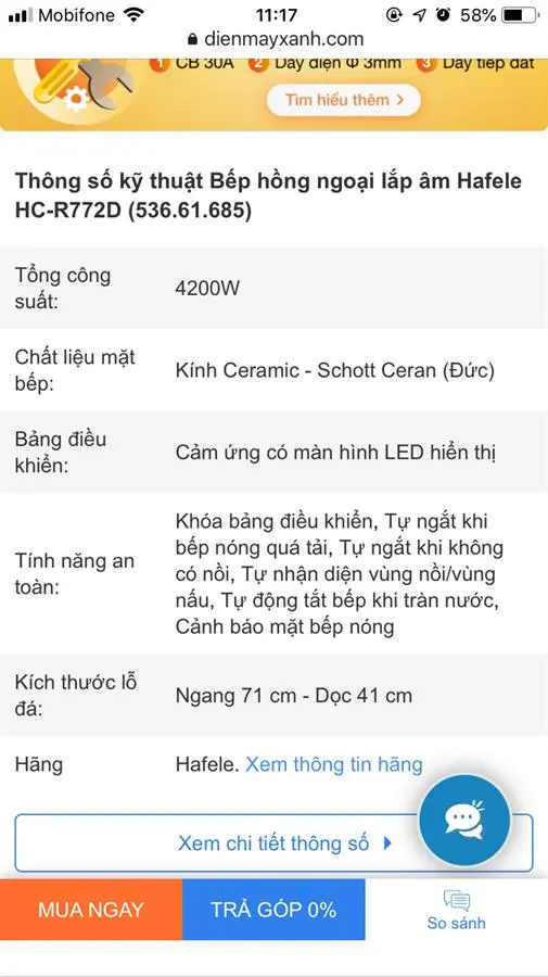 Khách hàng review Bếp hồng ngoại lắp âm Hafele HC-R772D (536.61.685) 3