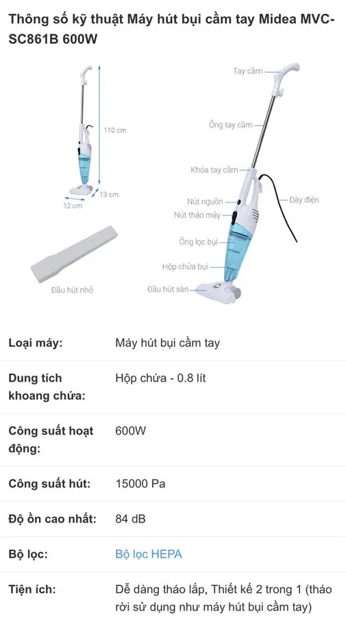 Khách hàng review Máy hút bụi cầm tay Midea MVC-SC861B 19
