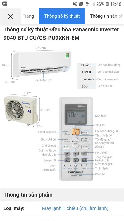 Khách hàng review Máy lạnh Panasonic Inverter 1 HP CU/CS-PU9XKH-8M 24