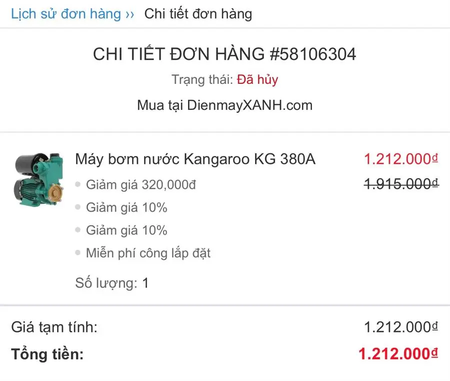Khách hàng review Máy bơm nước tăng áp Kangaroo KG380A 370W 4