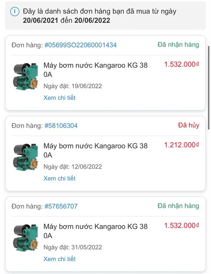Khách hàng review Máy bơm nước tăng áp Kangaroo KG380A 370W 3