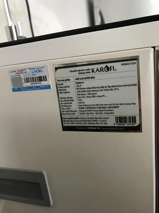 Khách hàng review Máy lọc nước RO Karofi KSI80-A 8 lõi 9