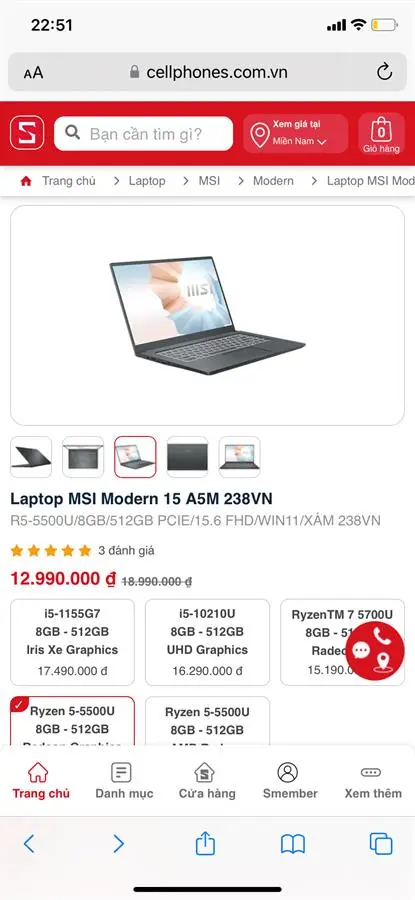 Khách hàng review Laptop MSI Modern 15 A5M R5 5500U/8GB/512GB/Túi/Chuột/Win11 (236VN) 6