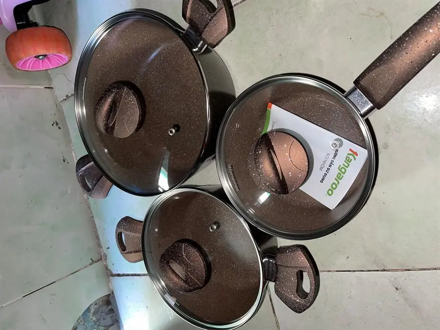 Khách hàng review Bộ nồi quánh nhôm chống dính nắp kính Kangaroo KG992MX 2