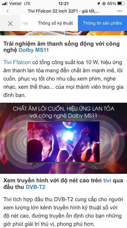 Khách hàng review Tivi FFalcon 32 inch 32F1 8