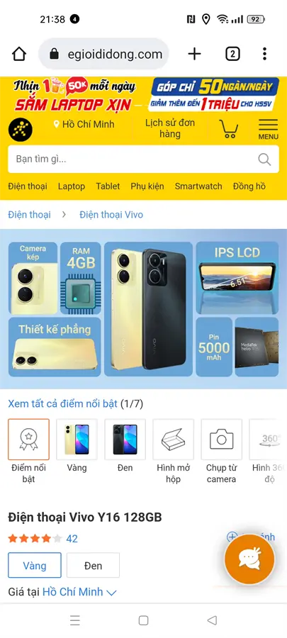 Khách hàng review Điện thoại vivo Y16 128GB 1