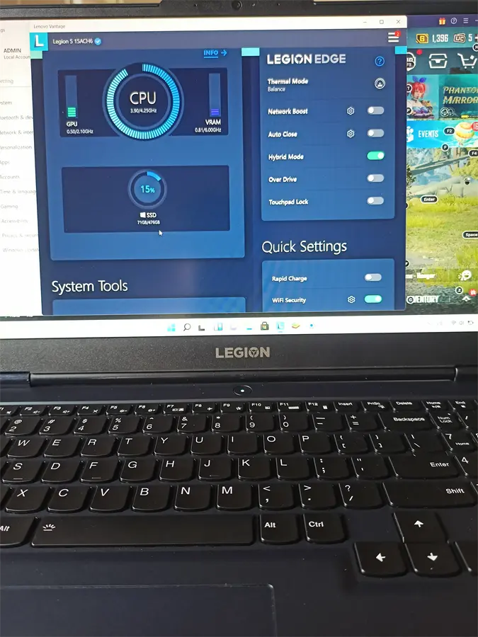 Khách hàng review Laptop Lenovo Gaming Legion 5 15ACH6 R5 5600H/8GB/512GB/4GB RTX3050/165Hz/Win11 (82JW00KLVN) 5