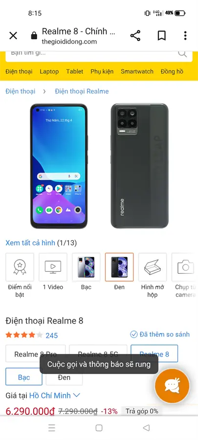 Khách hàng review Điện thoại realme 8 2