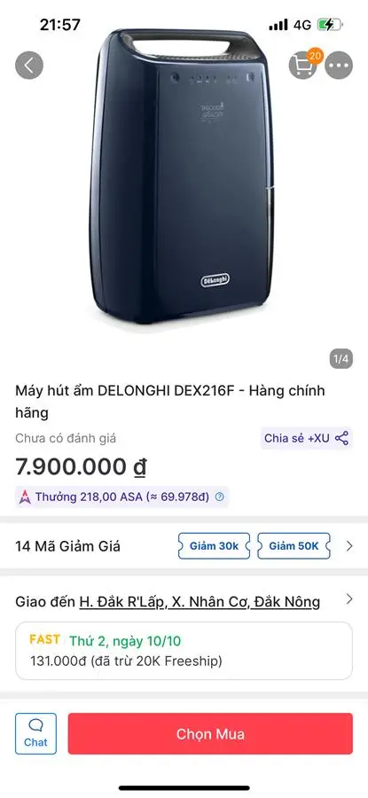 Khách hàng review Máy hút ẩm Delonghi DEX216F 1