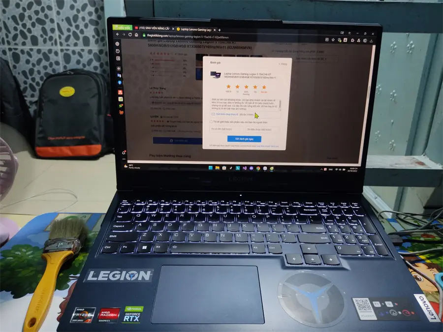 Khách hàng review Laptop Lenovo Gaming Legion 5 15ACH6 R7 5800H/8GB/512GB/4GB RTX3050Ti/165Hz/Win11 (82JW00KMVN) 6