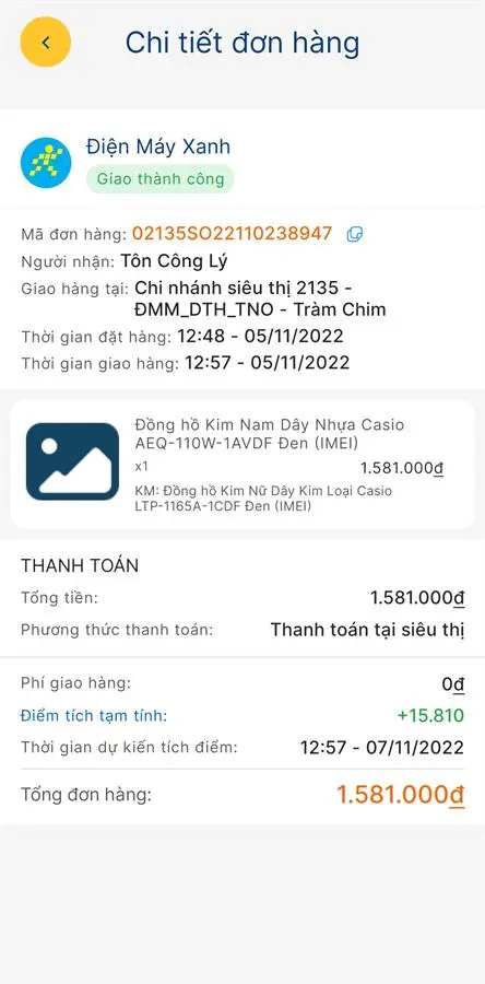 Khách hàng review Đồng hồ CASIO Timeless 45.5 mm Nam AEQ-110W-1AVDF 1
