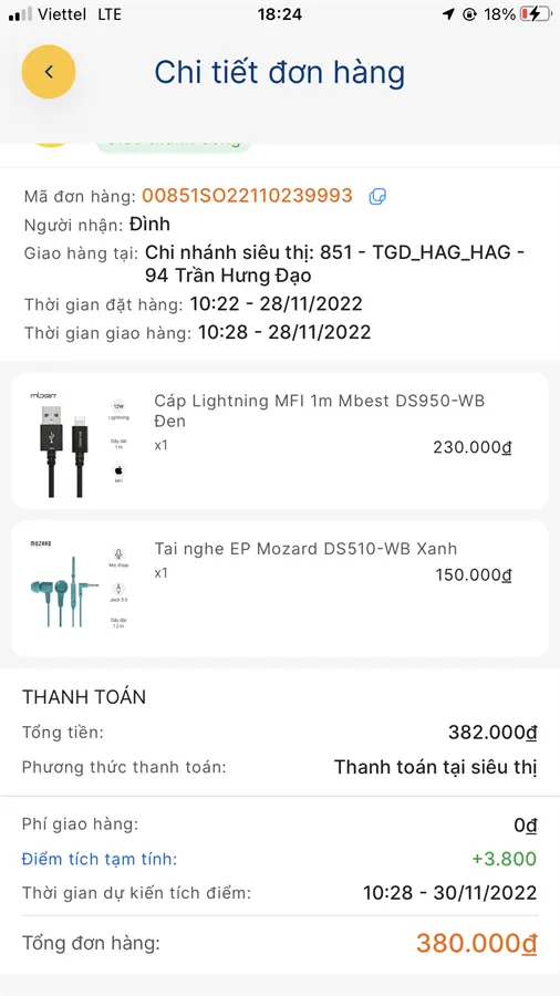 Khách hàng review Cáp sạc và truyền dữ liệu USB-A - Lightning 12W 1m Mbest DS950-WB 4