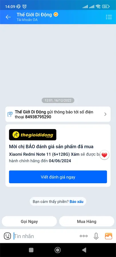 Khách hàng review Điện thoại Xiaomi Redmi Note 11 (6GB/128GB) 11