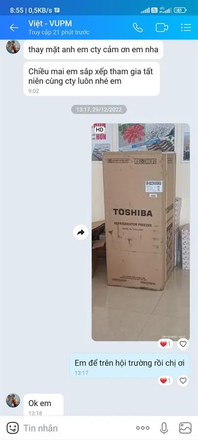 Khách hàng review Tủ lạnh Toshiba Inverter 180 lít GR-B22VU UKG 47
