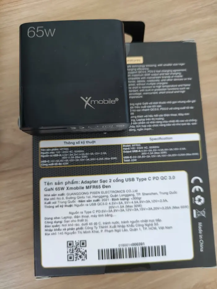 Khách hàng review Adapter Sạc 2 cổng USB Type C PD QC 3.0 GaN 65W Xmobile MFR65 2