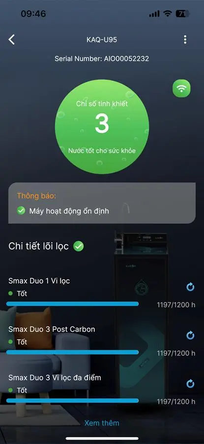 Khách hàng review Máy lọc nước RO Hydrogen Karofi KAQ-U95 10 lõi 11