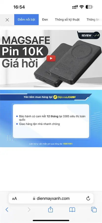 Khách hàng review Pin sạc dự phòng Polymer 10000mAh không dây Magnetic Type C PD 20W Xmobile PowerLite P181P 2