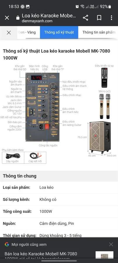 Khách hàng review Loa kéo karaoke Mobell MK-7080 1000W 7